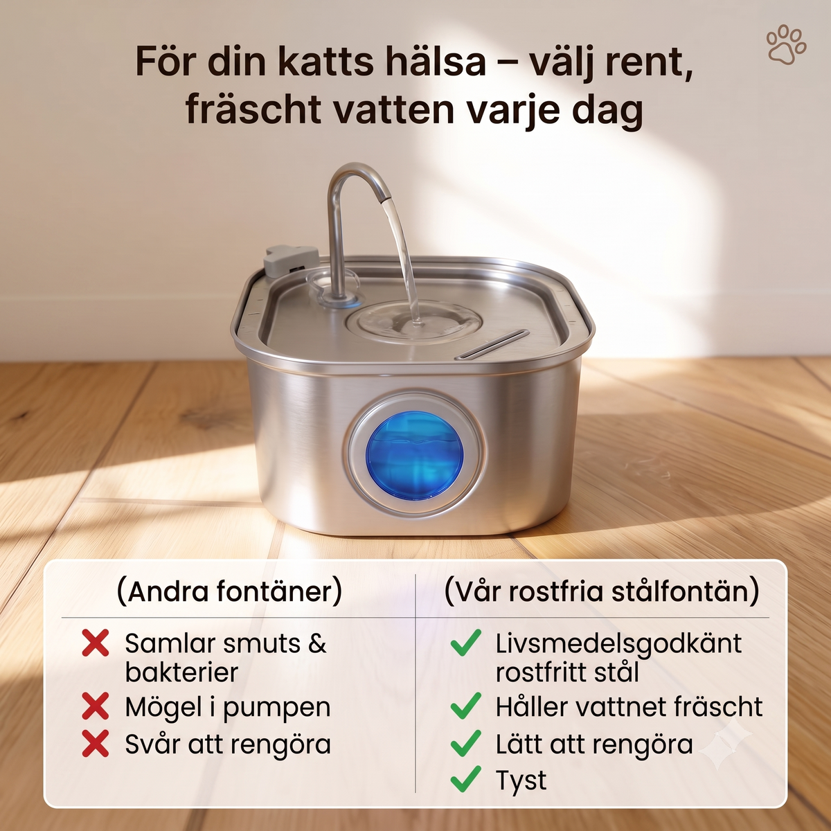 Inneskatt Källan - Rostfri Vattenfontän