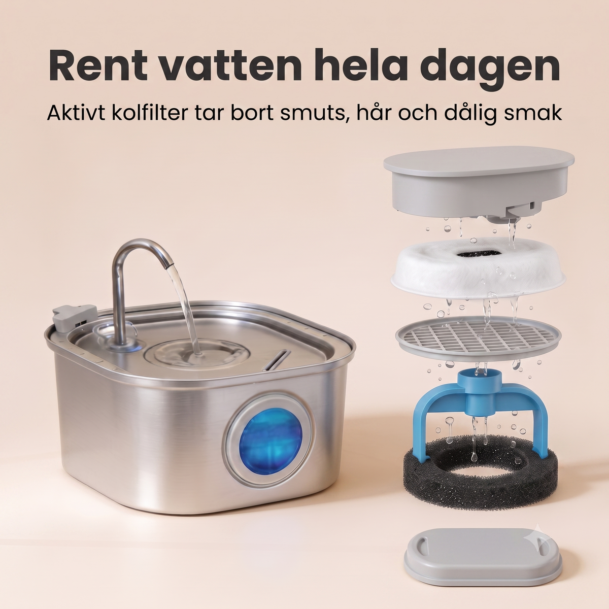 Inneskatt Källan - Rostfri Vattenfontän